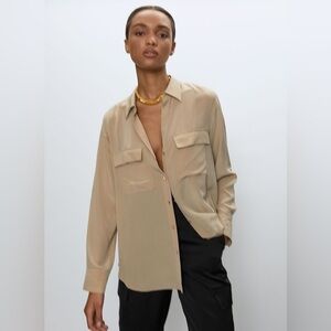 Babaton Tan Utility Button-Up Shirt